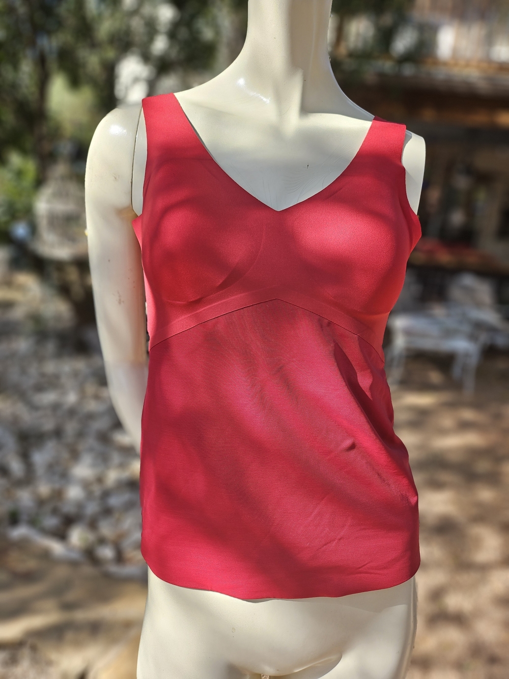 Honeylove Liftwear Red Tank Shapewear Top Tummy Smoothing Built In Bra M
